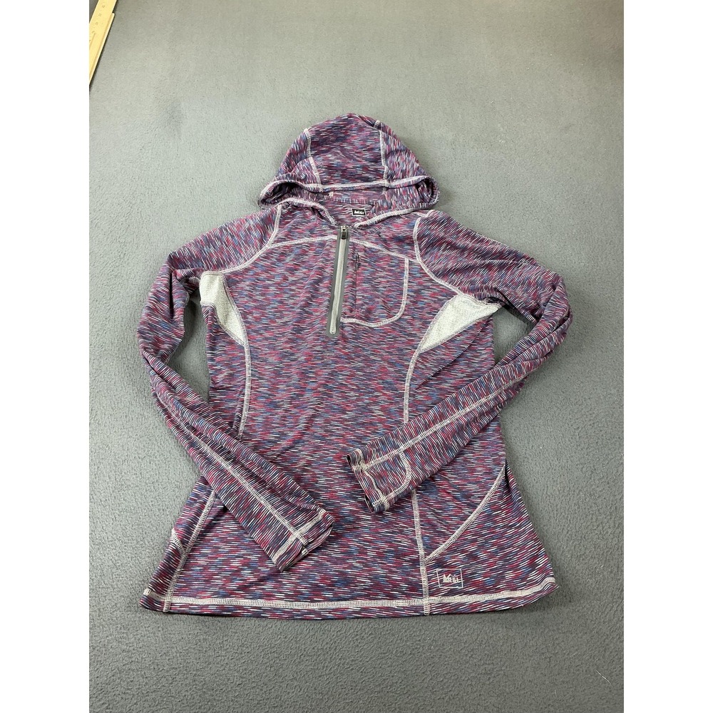 REI Hoodie Womens S Multicolor 1/4 Zip Pullover Slim Stretch Activewear pony